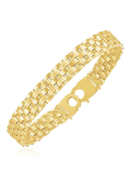 14k Yellow Gold High Polish Panther Link Bracelet (10.0mm) - Ellie Belle