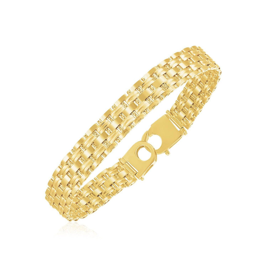 14k Yellow Gold High Polish Panther Link Bracelet (10.0mm) - Ellie Belle