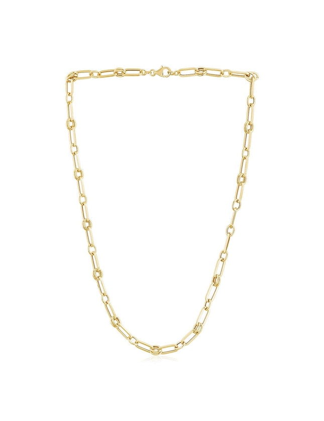 14k Yellow Gold High Polish Paperclip Rondel Link Chain (5.6mm) - Ellie Belle