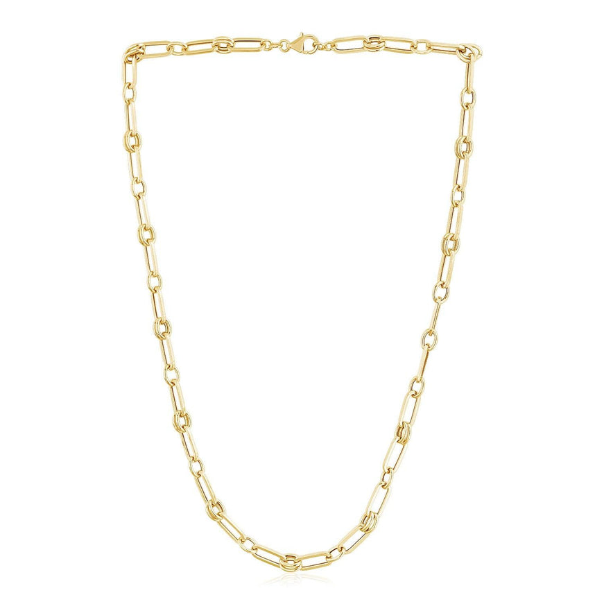 14k Yellow Gold High Polish Paperclip Rondel Link Chain (5.6mm) - Ellie Belle