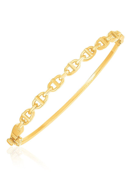 14k Yellow Gold High Polish Puffed Mariner Bangle - Ellie Belle