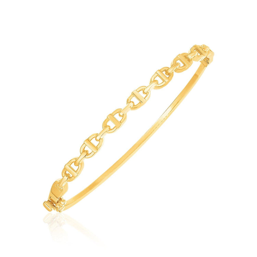 14k Yellow Gold High Polish Puffed Mariner Bangle - Ellie Belle