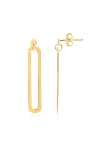 14K Yellow Gold High Polish Single Paperclip Link Drop Earrings - Ellie Belle