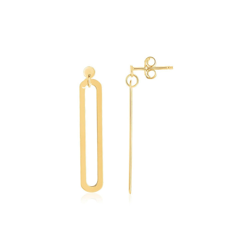 14K Yellow Gold High Polish Single Paperclip Link Drop Earrings - Ellie Belle