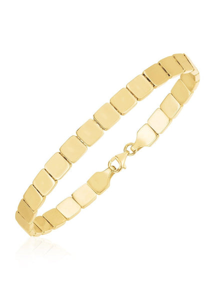 14k Yellow Gold High Polish Square Link Bracelet - Ellie Belle