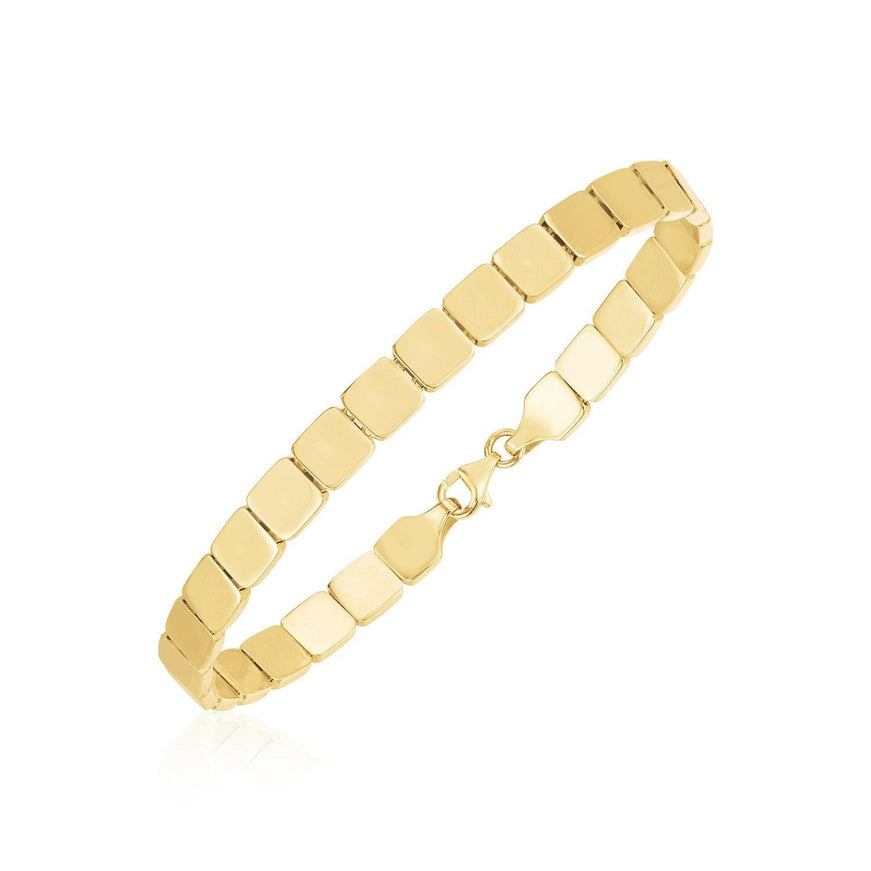 14k Yellow Gold High Polish Square Link Bracelet - Ellie Belle