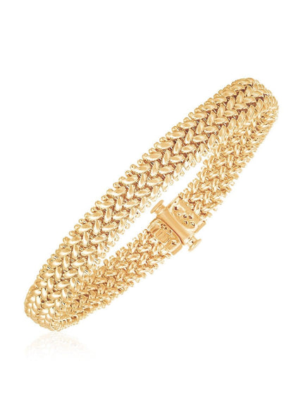 14k Yellow Gold High Polish Thick Braided Bracelet (8.8mm) - Ellie Belle