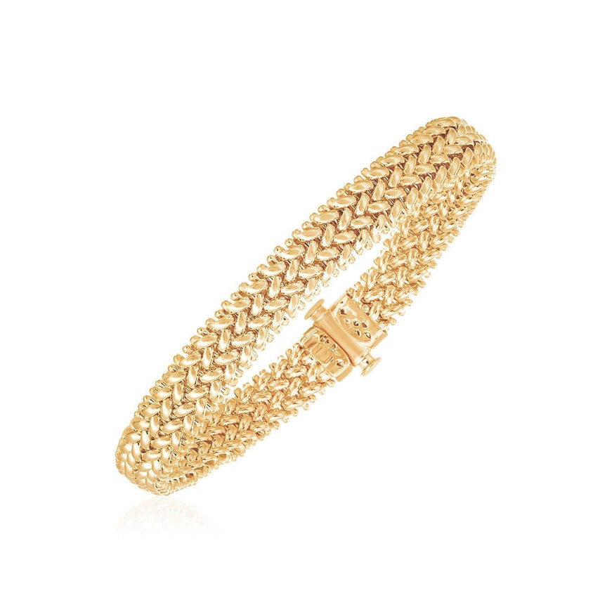 14k Yellow Gold High Polish Thick Braided Bracelet (8.8mm) - Ellie Belle