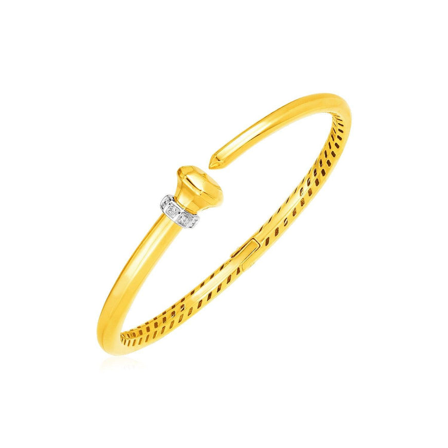 14k Yellow Gold Hinged Bangle Bracelet with Diamonds - Ellie Belle