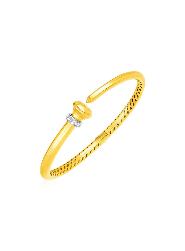 14k Yellow Gold Hinged Bangle Bracelet with Diamonds - Ellie Belle