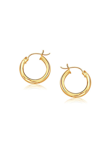 14k Yellow Gold Hoop Earring with Diamond-Cut Finish (20mm Diameter) - Ellie Belle