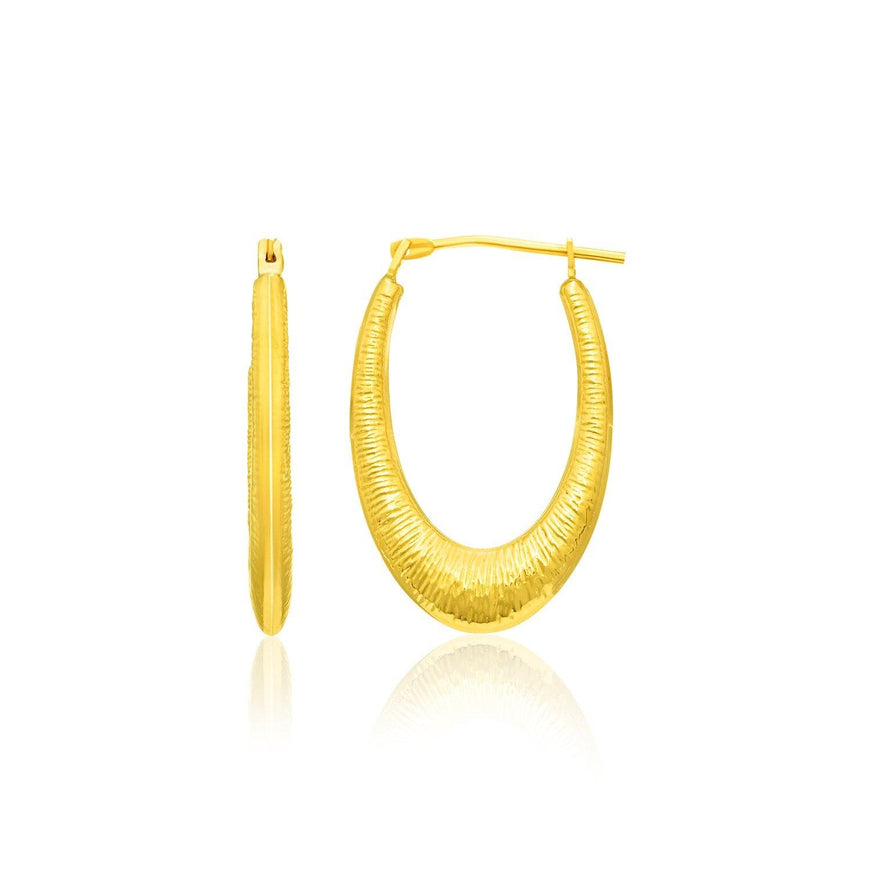 14k Yellow Gold Hoop Earrings in a Graduated Texture Style - Ellie Belle