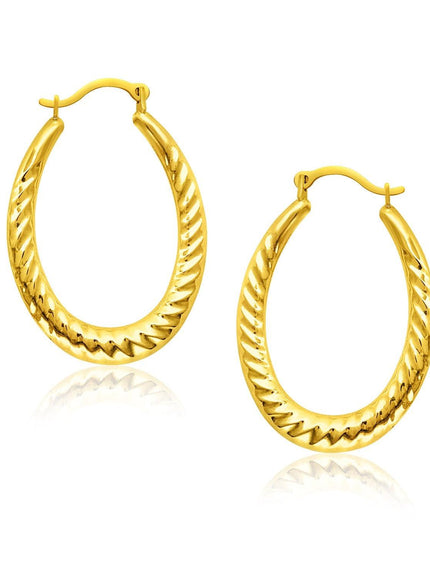 14k Yellow Gold Hoop Earrings with Textured Details - Ellie Belle