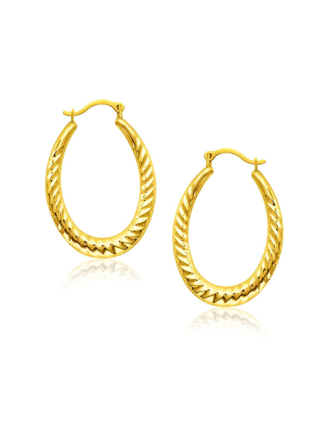 14k Yellow Gold Hoop Earrings with Textured Details - Ellie Belle