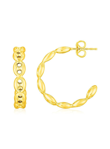 14K Yellow Gold Hoop Mariner Chain Earrings - Ellie Belle