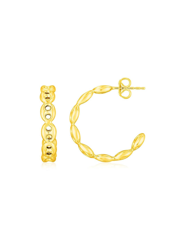 14K Yellow Gold Hoop Mariner Chain Earrings - Ellie Belle