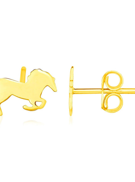 14K Yellow Gold Horse Earrings - Ellie Belle