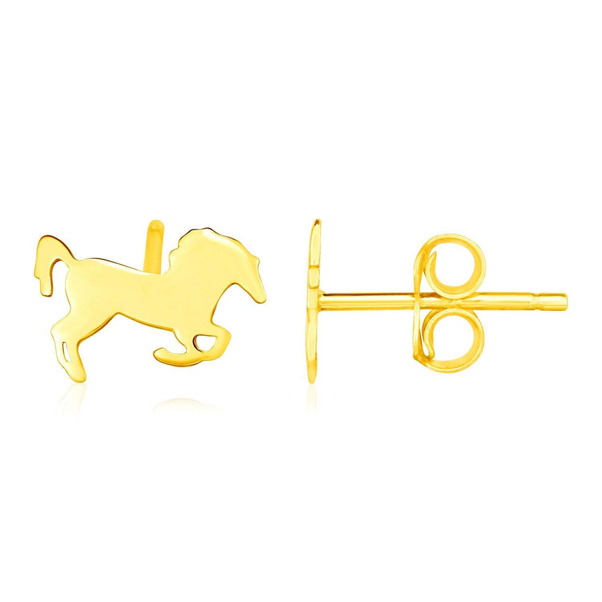 14K Yellow Gold Horse Earrings - Ellie Belle