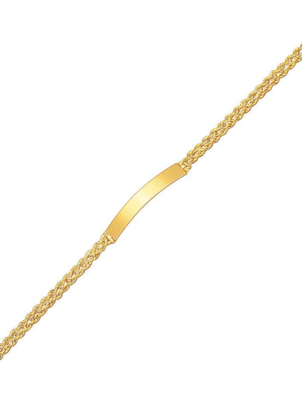 14k Yellow Gold ID Bracelet with Double Rope Chain - Ellie Belle