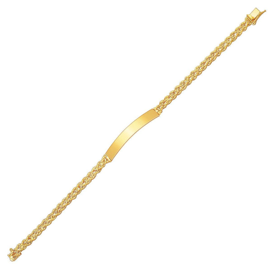 14k Yellow Gold ID Bracelet with Double Rope Chain - Ellie Belle