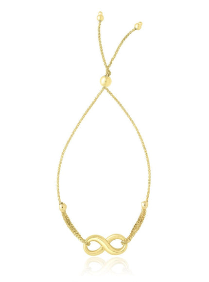 14k Yellow Gold Infinity Motif Adjustable Lariat Bracelet - Ellie Belle