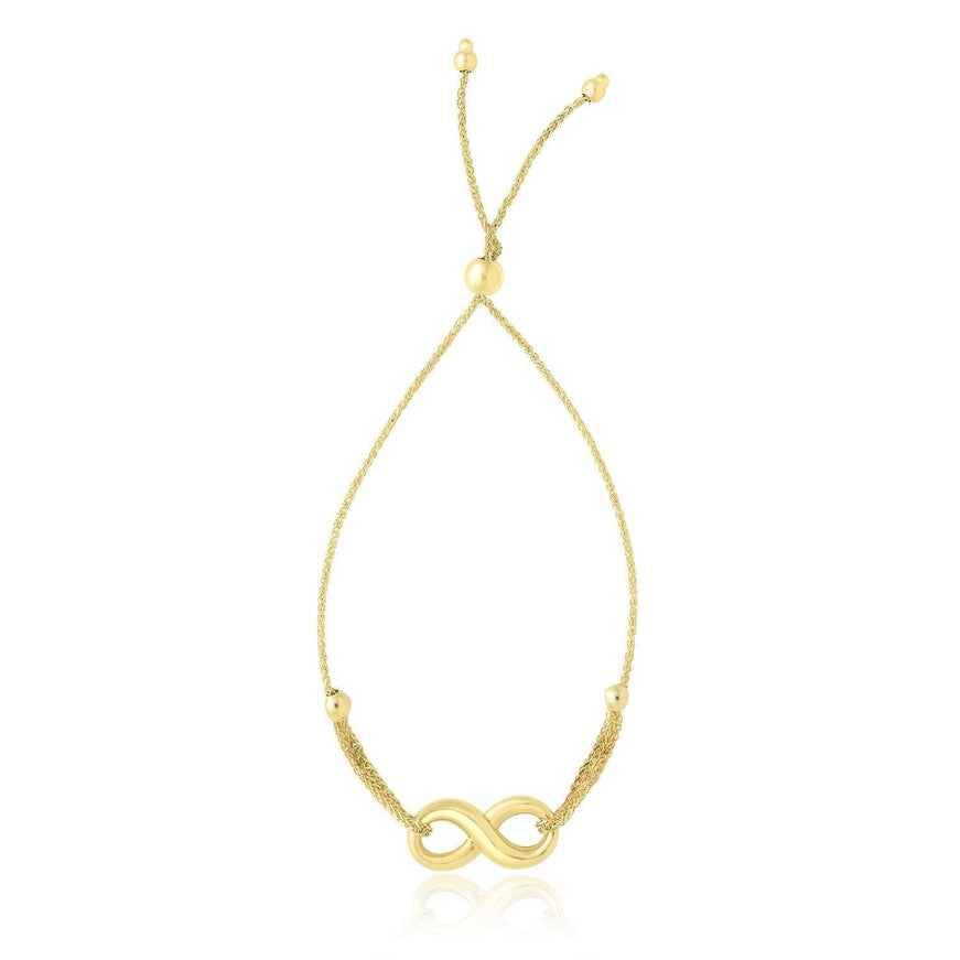 14k Yellow Gold Infinity Motif Adjustable Lariat Bracelet - Ellie Belle