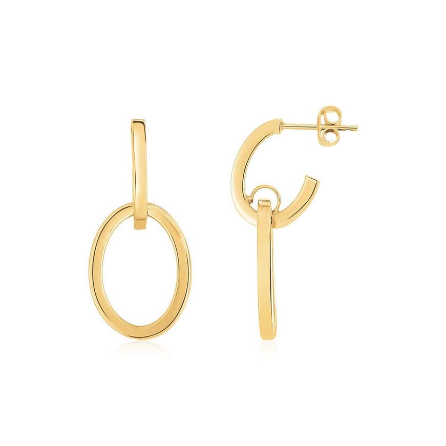 14K Yellow Gold Interlocking Drop Hoop Earrings - Ellie Belle