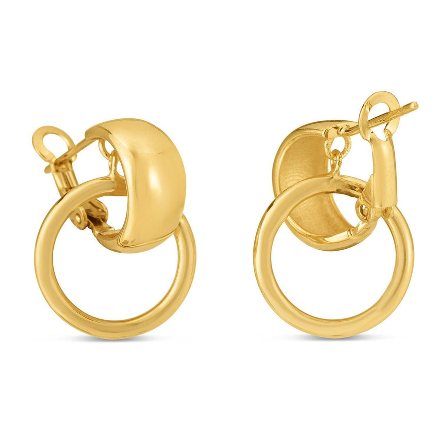 14k Yellow Gold Interlocking Omega Hoops - Ellie Belle