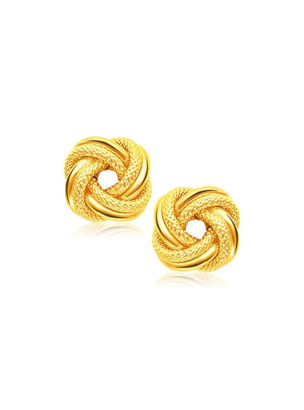 14k Yellow Gold Intertwined Love Knot Stud Earrings - Ellie Belle