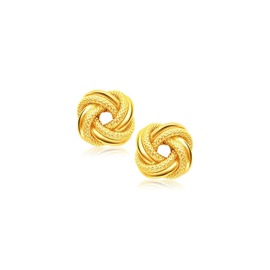 14k Yellow Gold Intertwined Love Knot Stud Earrings - Ellie Belle