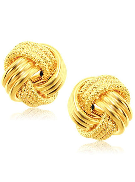 14k Yellow Gold interweaved Love Knot Stud Earrings - Ellie Belle