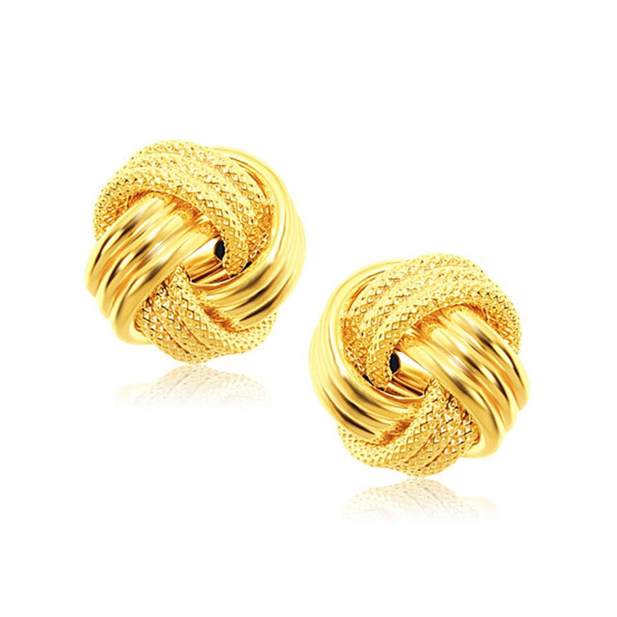 14k Yellow Gold interweaved Love Knot Stud Earrings - Ellie Belle