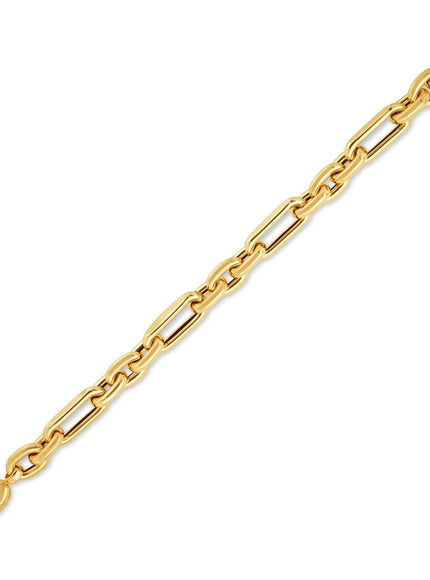 14k Yellow Gold Italian Alternating Paperclip Oval Links Bracelet - Ellie Belle