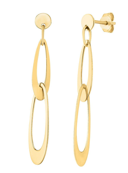 14k Yellow Gold Italian Oval Link Earrings - Ellie Belle