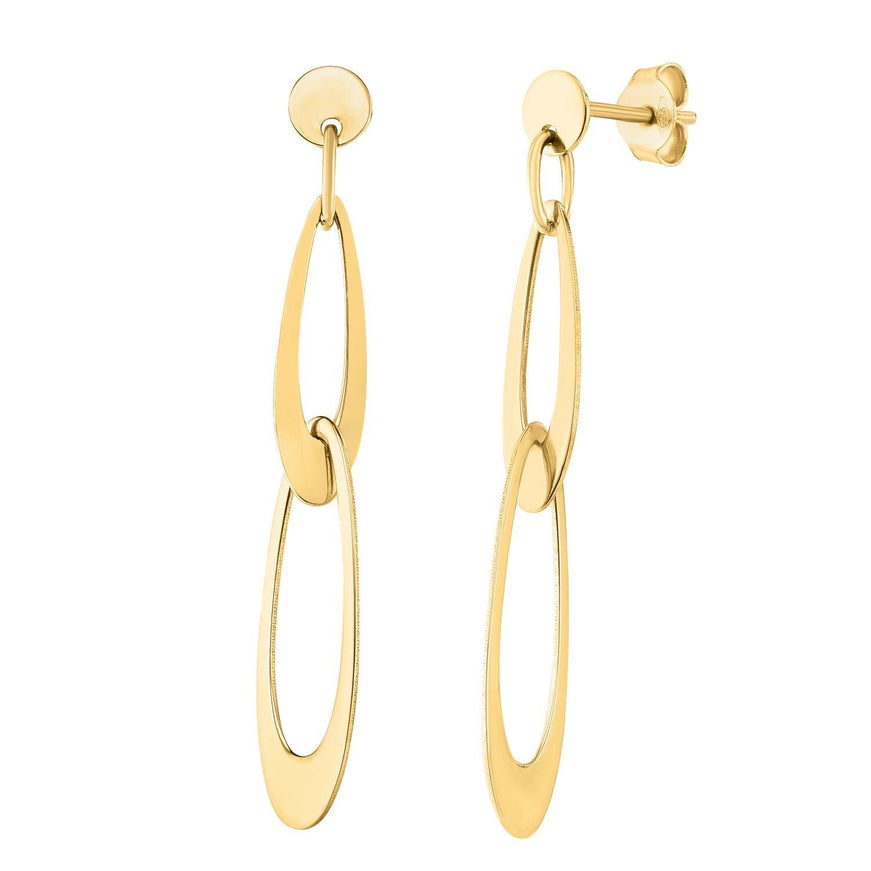 14k Yellow Gold Italian Oval Link Earrings - Ellie Belle