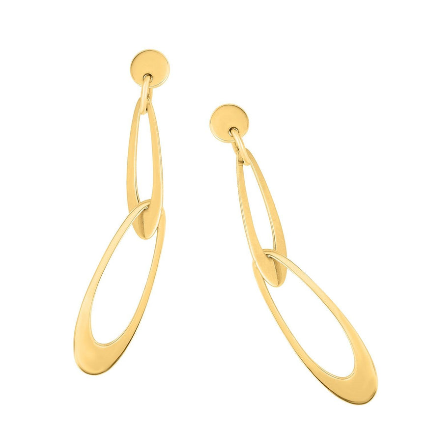 14k Yellow Gold Italian Oval Link Earrings - Ellie Belle