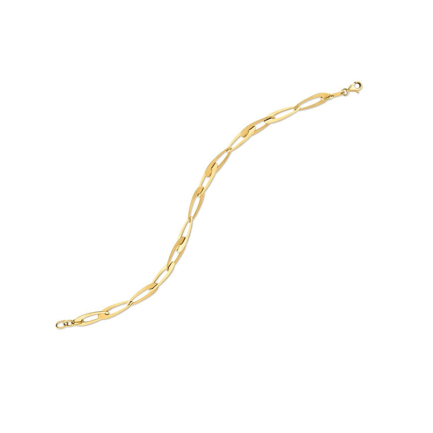 14k Yellow Gold Italian Oval Links Bracelet - Ellie Belle