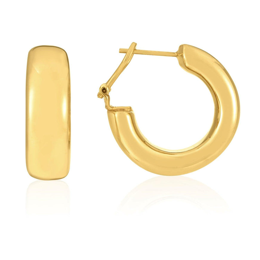 14k Yellow Gold Large Omega C Hoops - Ellie Belle