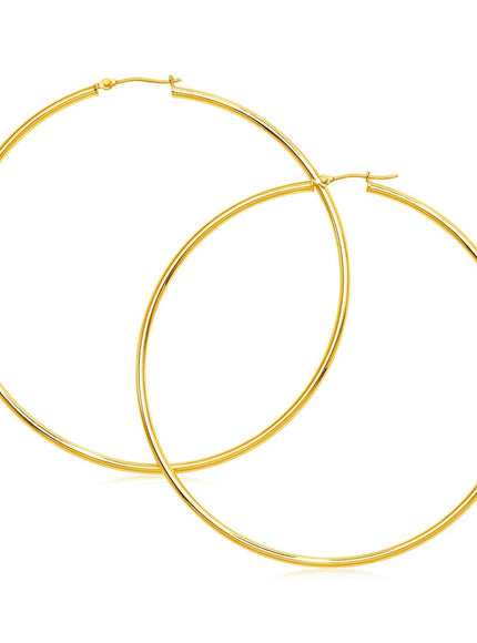 14k Yellow Gold Large Polished Hoop Earrings - Ellie Belle