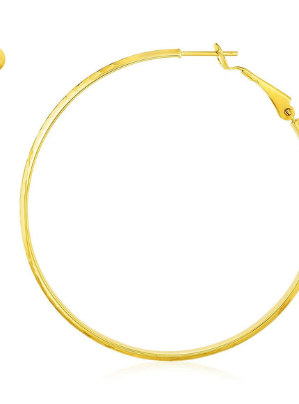 14k Yellow Gold Large Textured Round Hoop Earrings - Ellie Belle