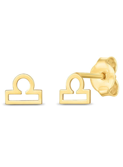 14k Yellow Gold Libra Stud Earrings - Ellie Belle