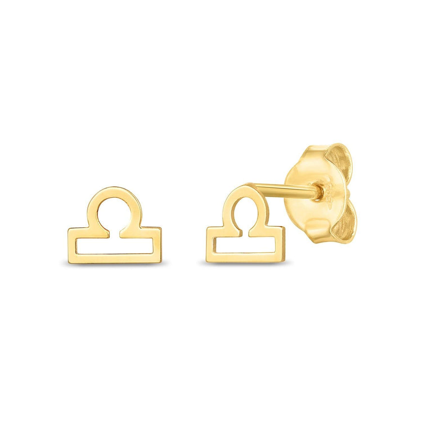 14k Yellow Gold Libra Stud Earrings - Ellie Belle