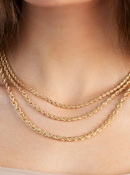 14k Yellow Gold Light Rope Chain 1.5mm - Ellie Belle