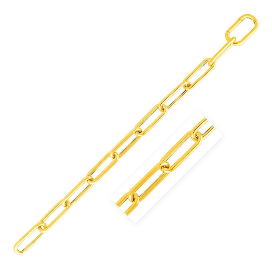 14k Yellow Gold Lite Round Wire Paperclip Bracelet (8.5mm) - Ellie Belle