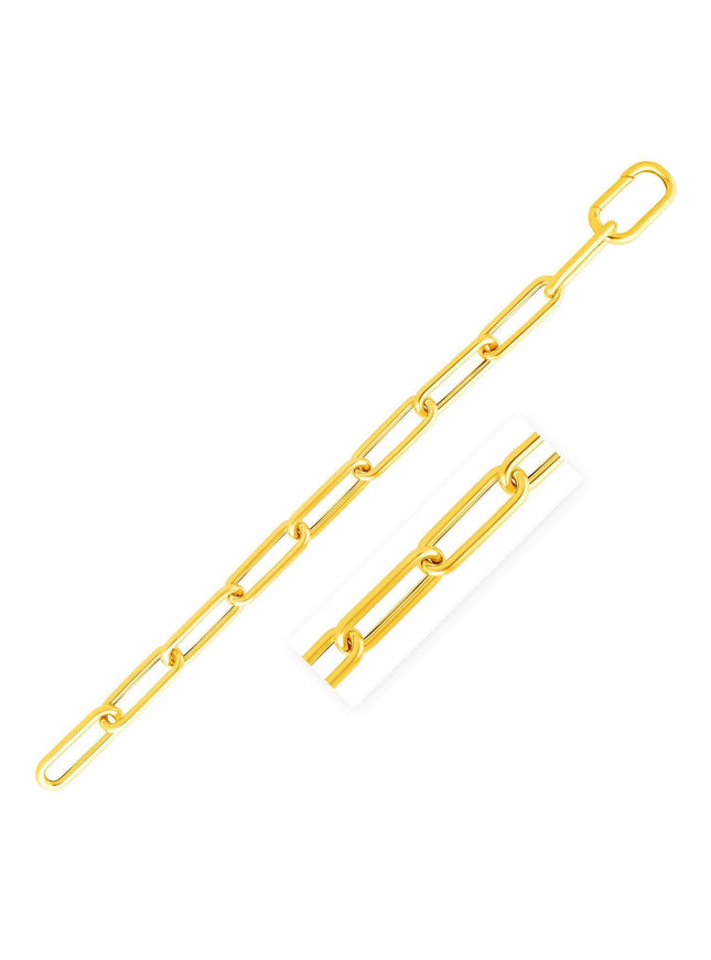 14k Yellow Gold Lite Round Wire Paperclip Bracelet (8.5mm) - Ellie Belle
