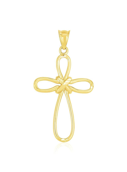 14k Yellow Gold Looped Knot Style Cross Pendant - Ellie Belle