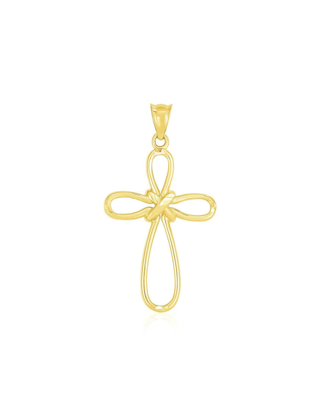 14k Yellow Gold Looped Knot Style Cross Pendant - Ellie Belle