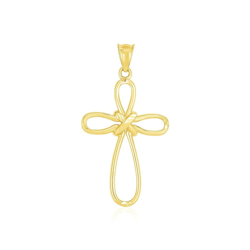 14k Yellow Gold Looped Knot Style Cross Pendant - Ellie Belle