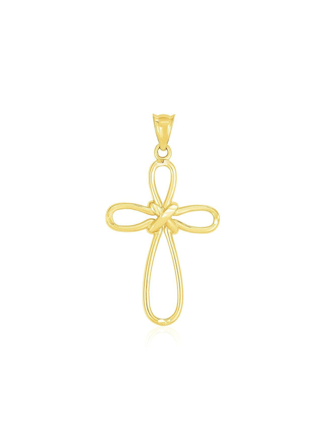 14k Yellow Gold Looped Knot Style Cross Pendant - Ellie Belle