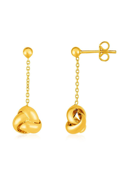 14k Yellow Gold Love Knot Drop Earrings - Ellie Belle